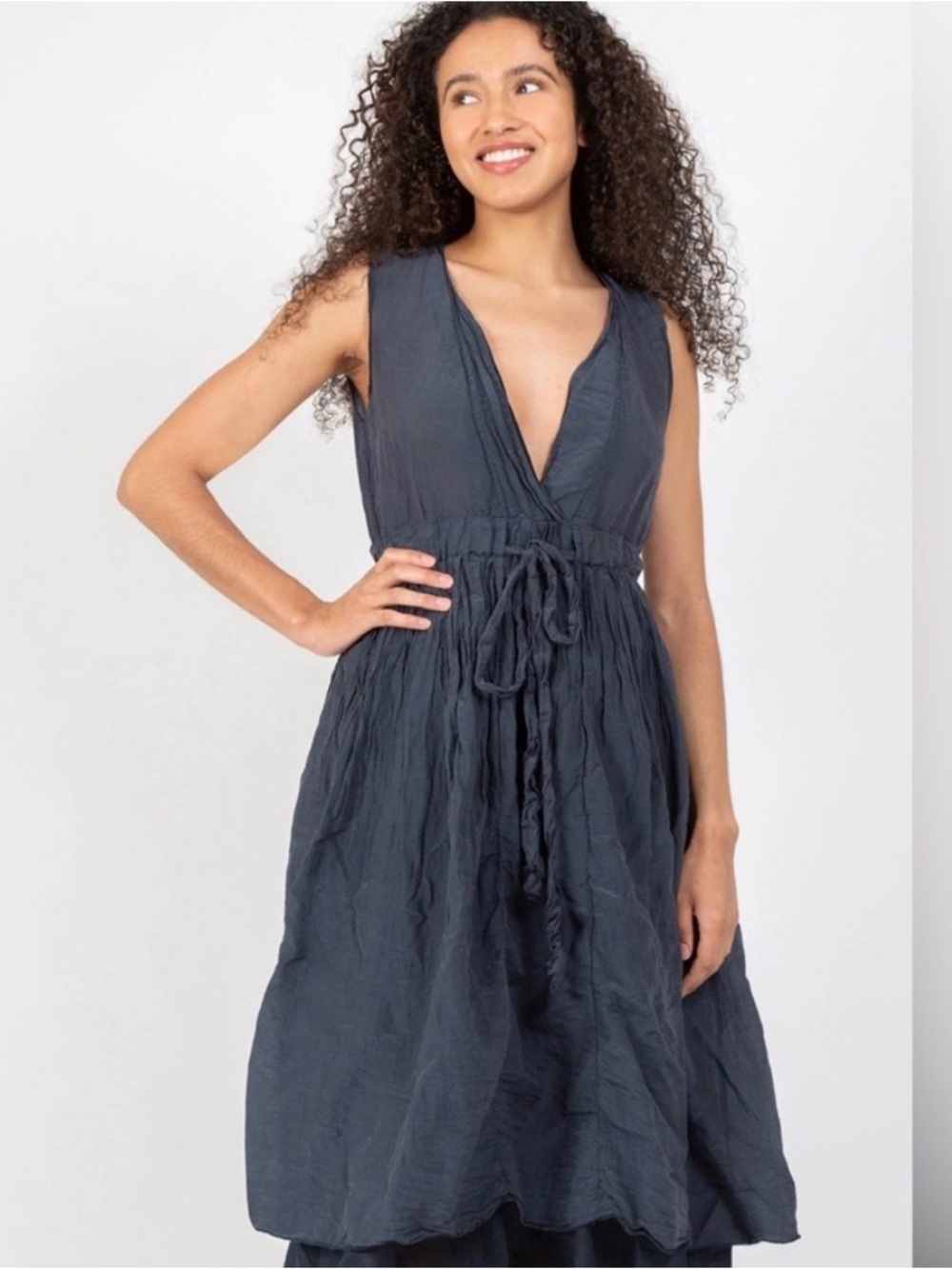 CP Shades Julia Cotton silk Dress Medium in Ink